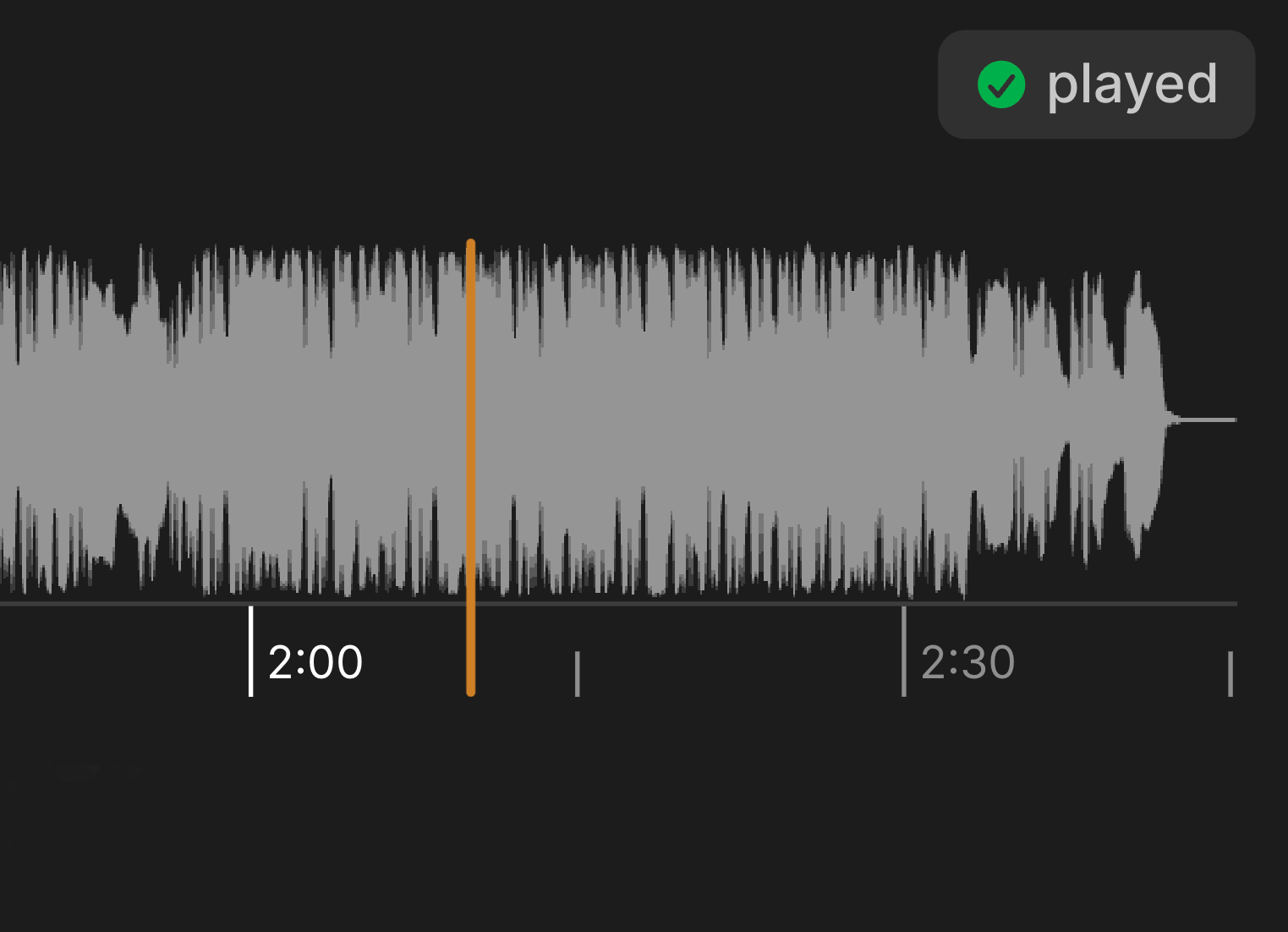 Audio played confirmation screenshot