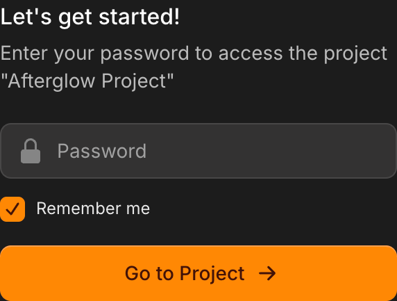 Password protection screenshot